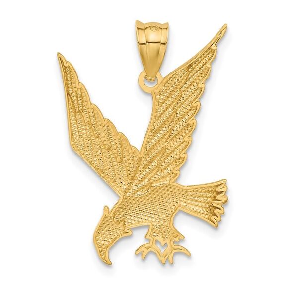 14k Yellow Gold Diamond Cut Eagle Pendant - Picture 3 of 5